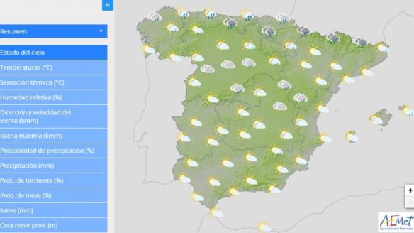 Mapa de previsión de AEMET para la próxima semana
