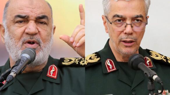 El comandante en jefe de la Guardia Revolucionaria de Irán, el general Hosein Salamí, y el jefe del estado mayor de las fuerzas armadas de Irán, Mohammad Bagheri; en sendas imágenes de archivo.
