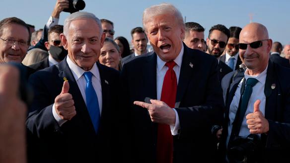Trump, con Netanyahu a su llegada a Israel ete lunes 13 de octubre