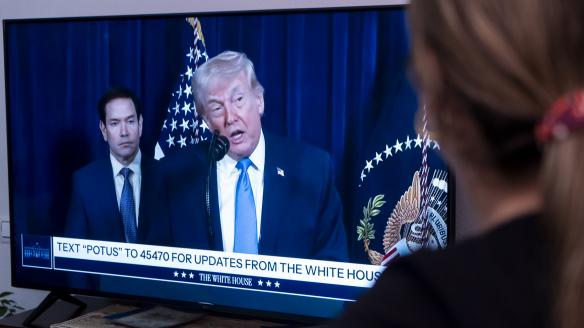 El presidente de los Estados Unidos, Donald Trump, durante su rueda de prensa este 3 de enero tras la captura de Nicolás Maduro