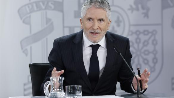 El ministro del Interior, Fernando Grande- Marlaska durante la rueda de prensa tras la reunión del Consejo de Ministros, este martes.