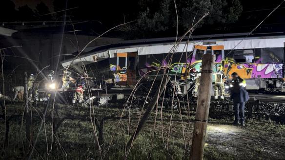 Imagen del accidente de tren de Rodalies en Gelida (Barcelona).