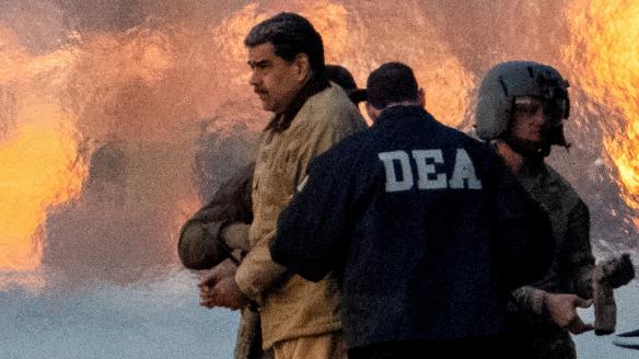 El ya expresidente venezolano, Nicolás Maduro, es escoltado mientras se dirige por primera vez a un tribunal de EEUU, el 5 de enero de 2026, en un helipuerto de Nueva York.