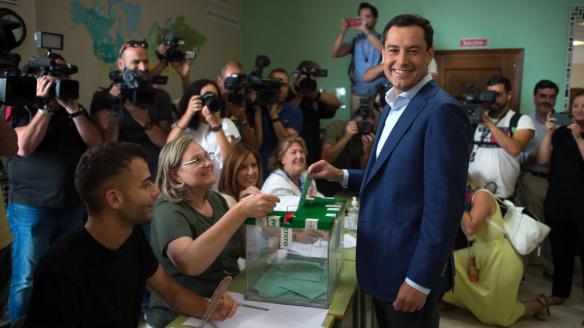 Moreno Bonilla, votando este domingo en las elecciones andaluzas