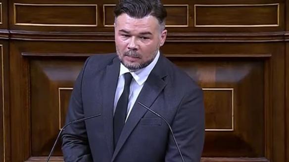 Gabriel Rufián durante su intervención en el Congreso.