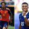 Lamine y Mbappe antes del España Francia