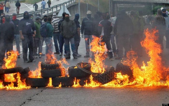 Minería, día 22: Huelga general contra el Gobierno e incidentes en Asturias (FOTOS)
