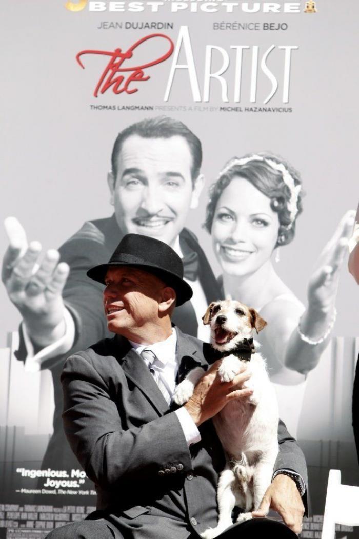 El perro Uggie se retira y deja sus huellas en el Paseo de la Fama de Hollywood (FOTOS)