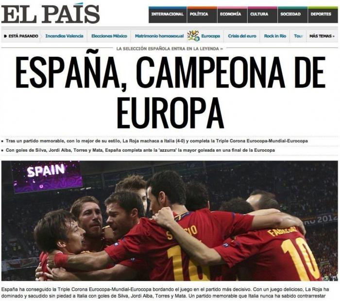 Así ven los medios la victoria de España (FOTOS)