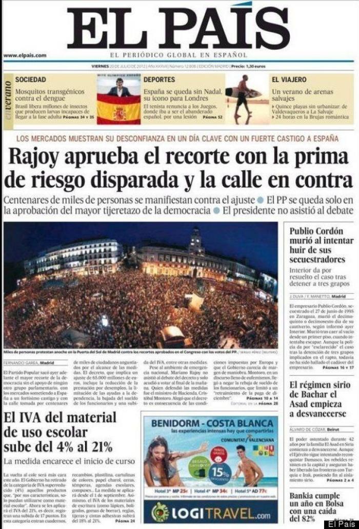 Las manifestaciones del 19J en la prensa (FOTOS)