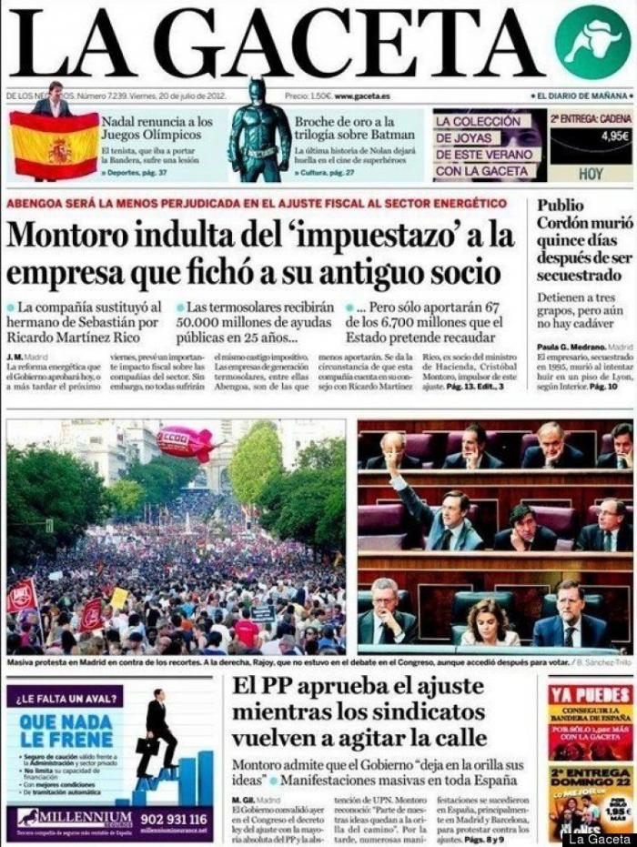 Las manifestaciones del 19J en la prensa (FOTOS)