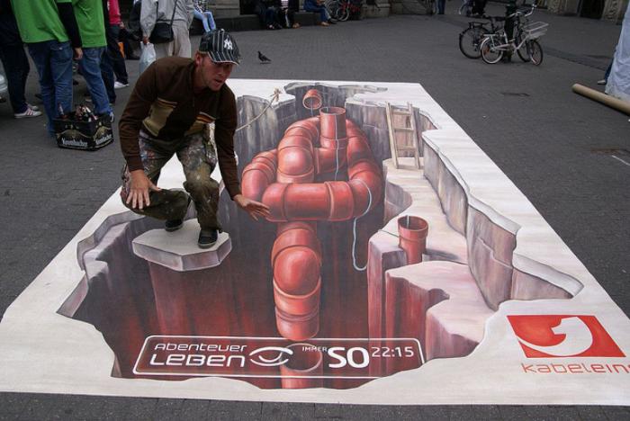 El Pac-Man, un grafiti por los suelos y en 3D obra de Leon Keer (FOTOS, VÍDEO)