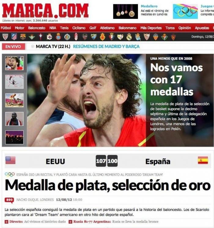 Juegos Londres 2012: El España-EEUU, en la prensa en Internet (FOTOS)