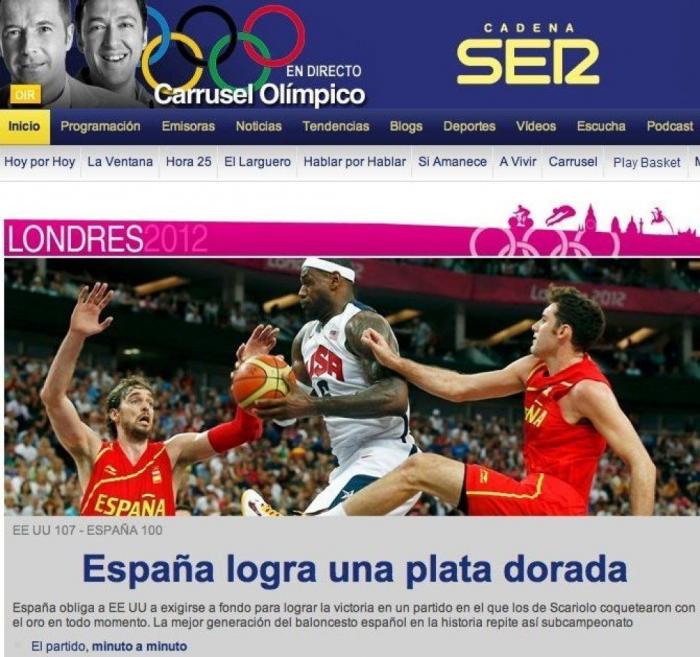 Juegos Londres 2012: El España-EEUU, en la prensa en Internet (FOTOS)