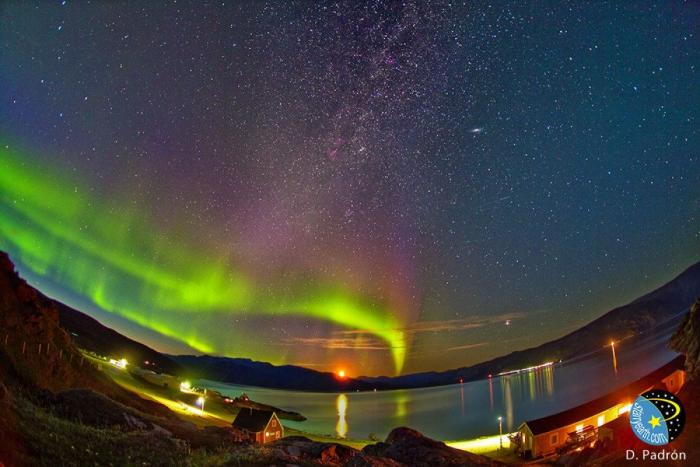 Una aurora boreal poco común ilumina de rosa el cielo de Noruega