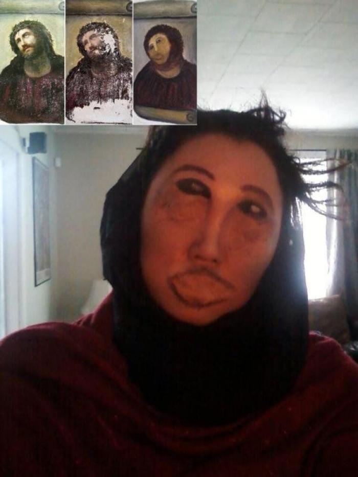 Ecce Homo: Monegros también tiene una mala restauración de un ángel y una virgen en Sariñena (Huesca) (FOTOS)