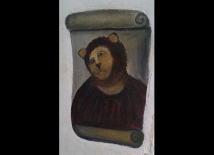 Ecce Homo: Monegros también tiene una mala restauración de un ángel y una virgen en Sariñena (Huesca) (FOTOS)