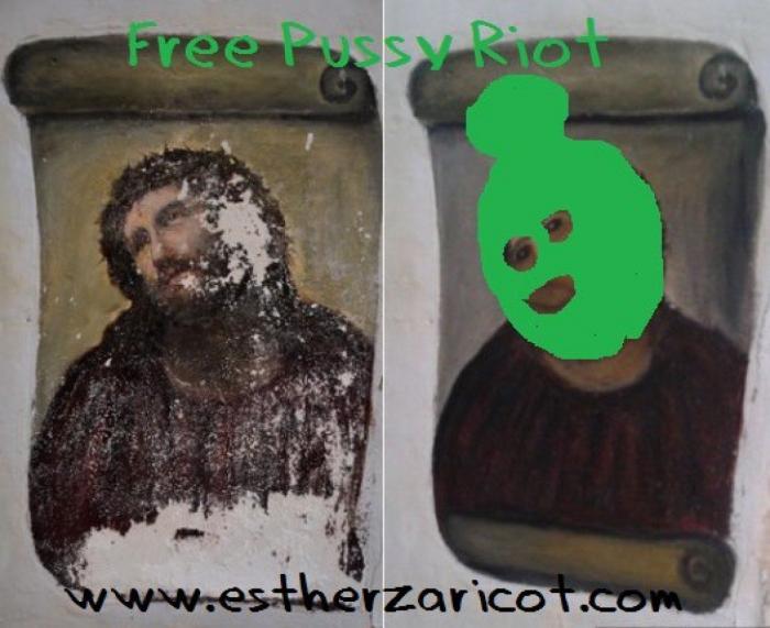 Ecce Homo: Monegros también tiene una mala restauración de un ángel y una virgen en Sariñena (Huesca) (FOTOS)