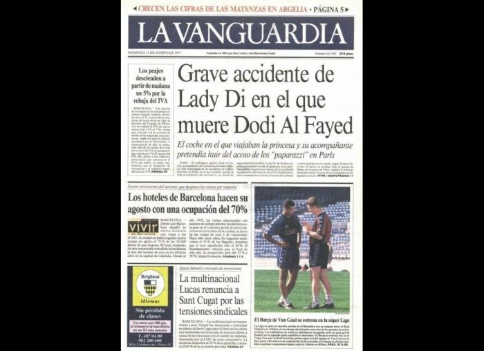 Las portadas de los periódicos tras la muerte de Diana en 1997