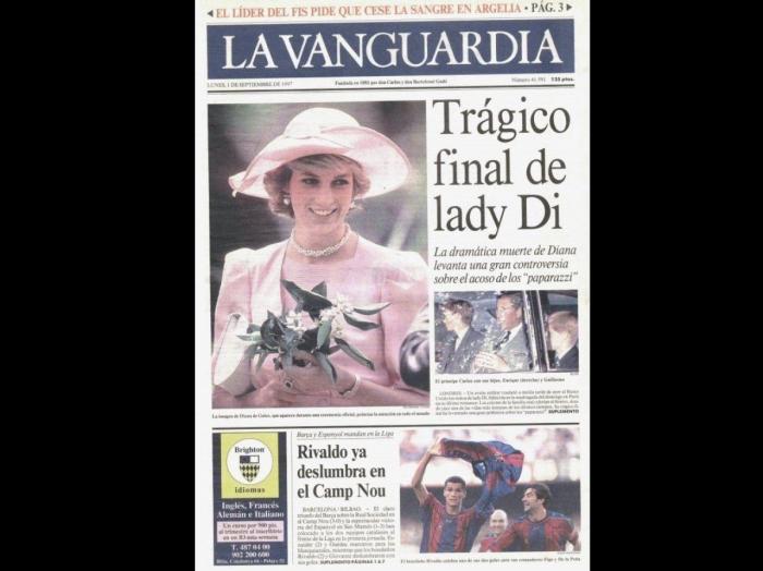 Las portadas de los periódicos tras la muerte de Diana en 1997