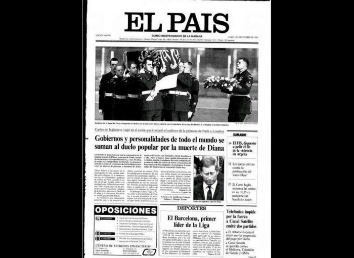 Las portadas de los periódicos tras la muerte de Diana en 1997