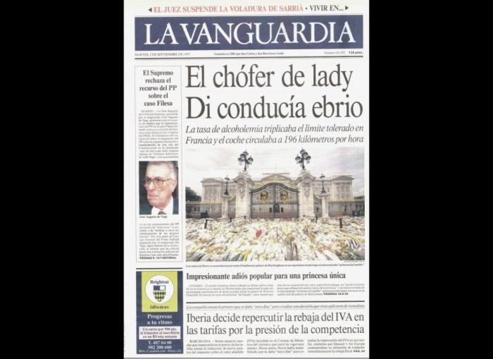 Las portadas de los periódicos tras la muerte de Diana en 1997