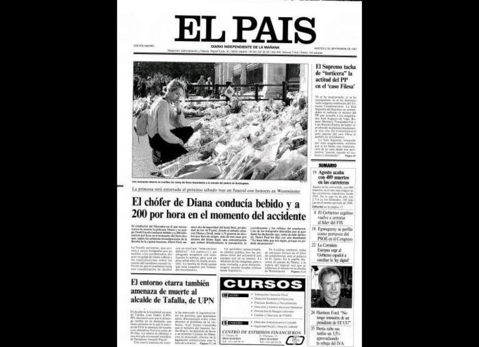 Las portadas de los periódicos tras la muerte de Diana en 1997