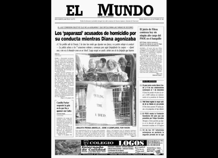 Las portadas de los periódicos tras la muerte de Diana en 1997