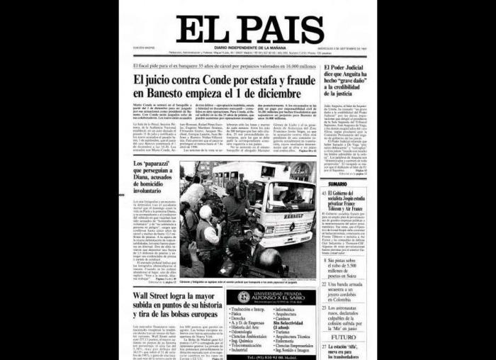 Las portadas de los periódicos tras la muerte de Diana en 1997