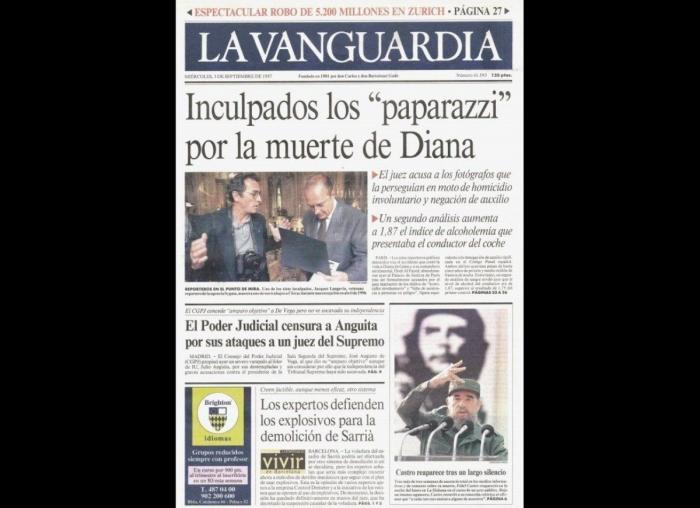 Las portadas de los periódicos tras la muerte de Diana en 1997