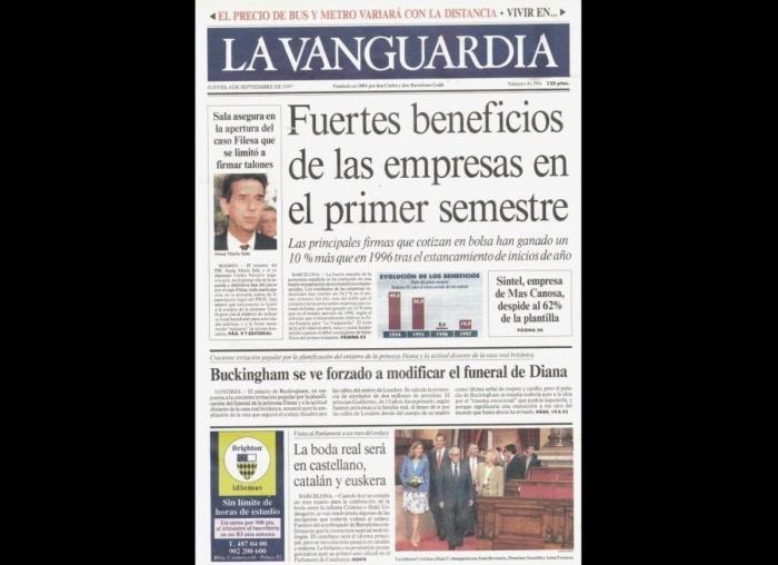 Las portadas de los periódicos tras la muerte de Diana en 1997