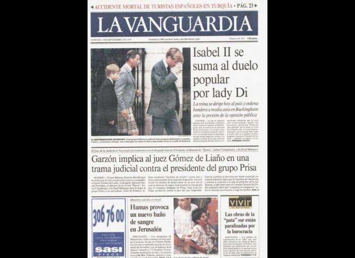 Las portadas de los periódicos tras la muerte de Diana en 1997