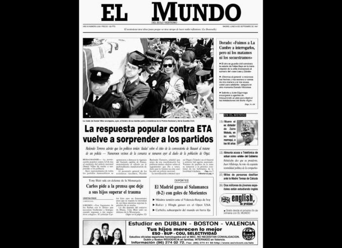 Las portadas de los periódicos tras la muerte de Diana en 1997
