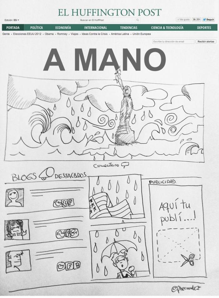 La web de 'El HuffPost', caída durante varias horas por el huracán Sandy (lo sentimos)