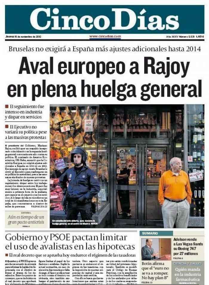 Portadas del 14N: la huelga, en los periódicos (FOTOS)