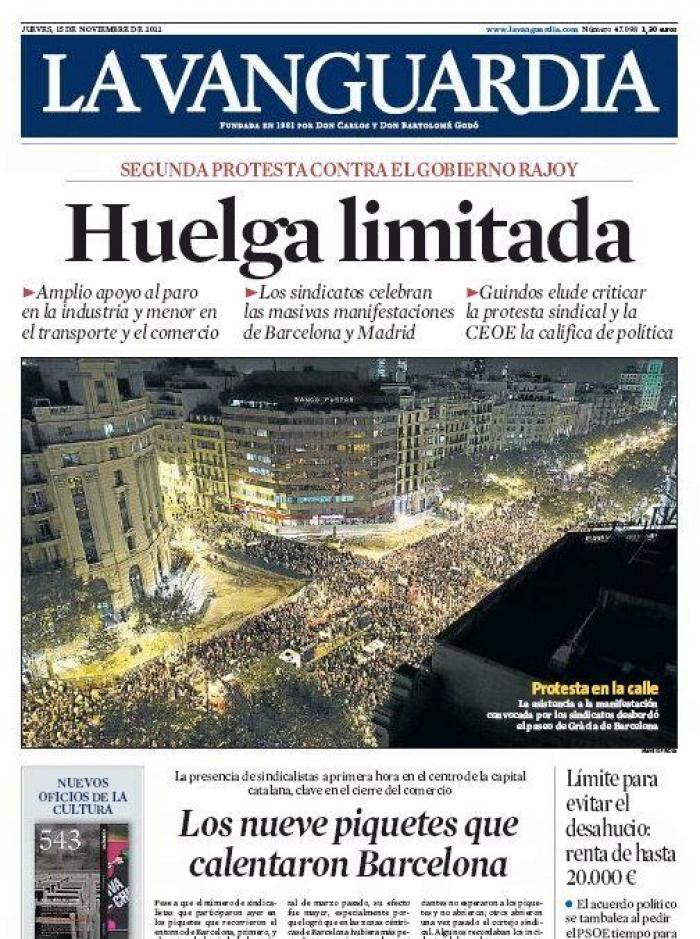 Portadas del 14N: la huelga, en los periódicos (FOTOS)