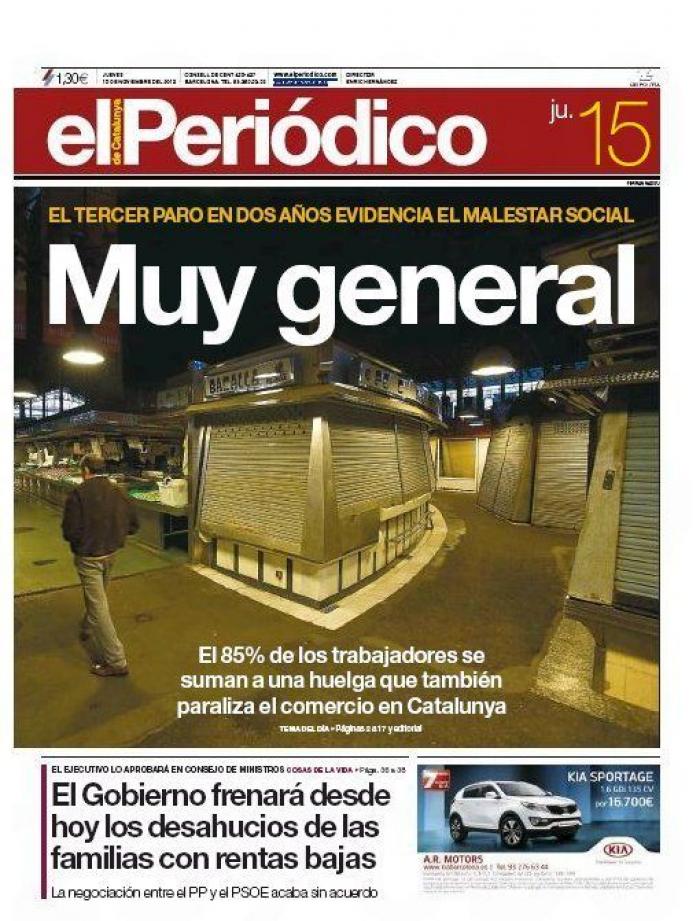 Portadas del 14N: la huelga, en los periódicos (FOTOS)
