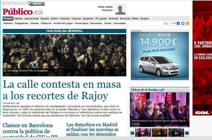 Portadas del 14N: la huelga, en los periódicos (FOTOS)