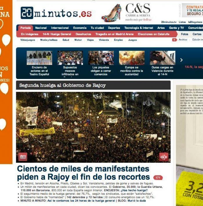 Portadas del 14N: la huelga, en los periódicos (FOTOS)