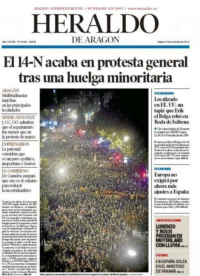 Portadas del 14N: la huelga, en los periódicos (FOTOS)