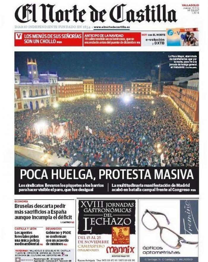 Portadas del 14N: la huelga, en los periódicos (FOTOS)