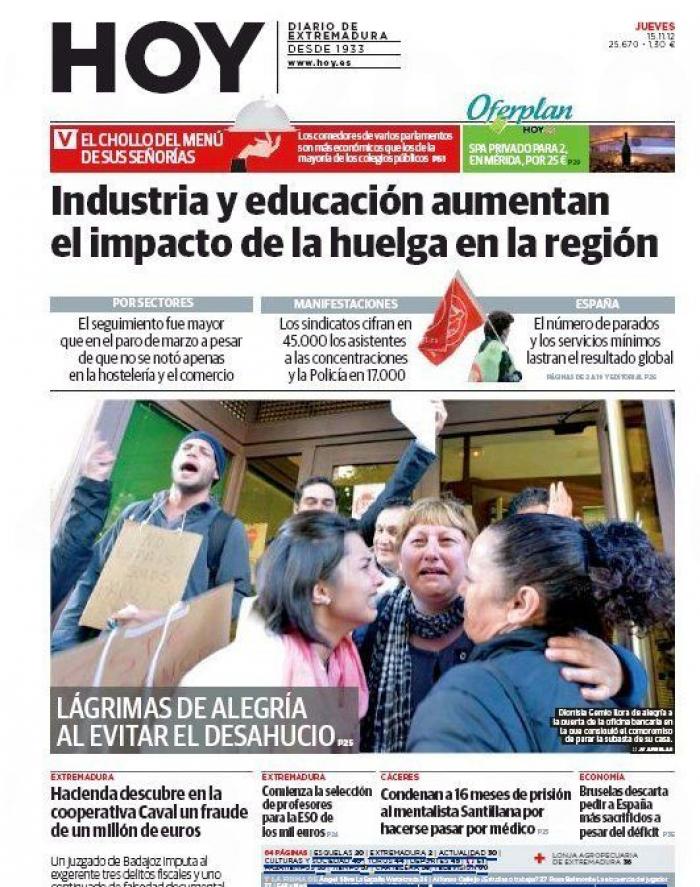 Portadas del 14N: la huelga, en los periódicos (FOTOS)
