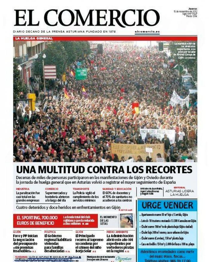 Portadas del 14N: la huelga, en los periódicos (FOTOS)