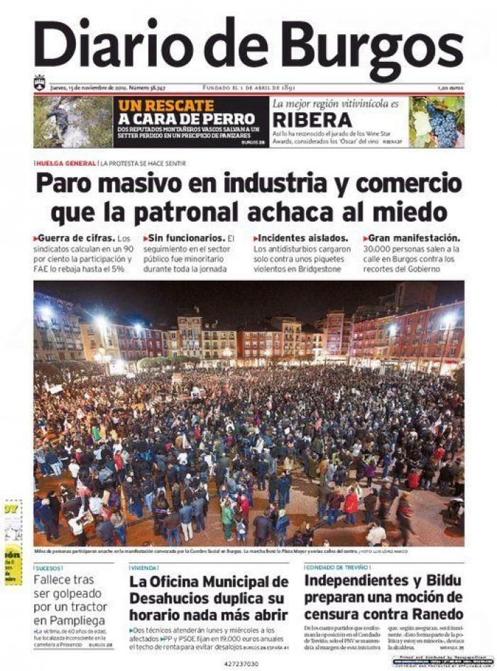 Portadas del 14N: la huelga, en los periódicos (FOTOS)