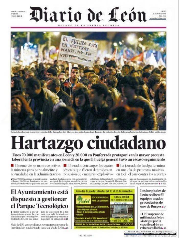 Portadas del 14N: la huelga, en los periódicos (FOTOS)