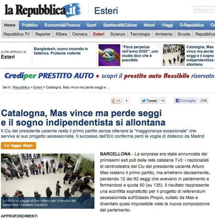 Así ve la prensa internacional el resultado de las elecciones catalanas