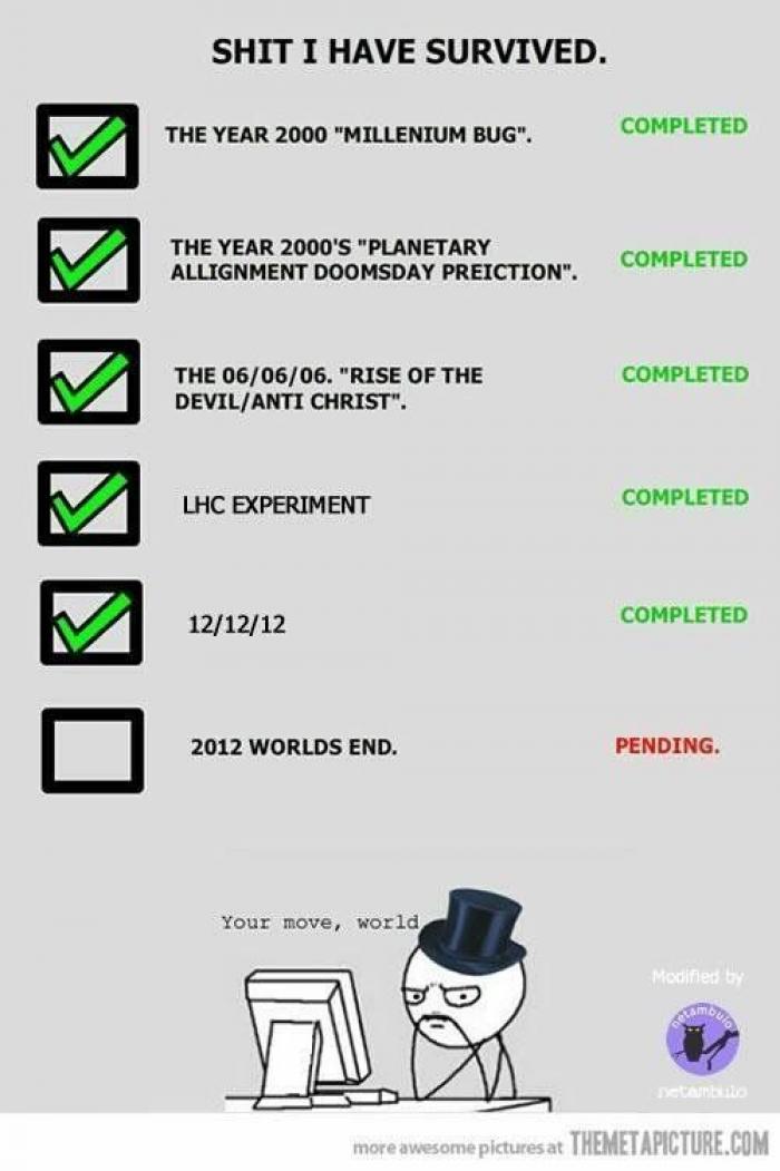 Humor del fin del mundo: bromas sobre la errónea interpretación del calendario maya (FOTOS, GIF ANIMADOS)