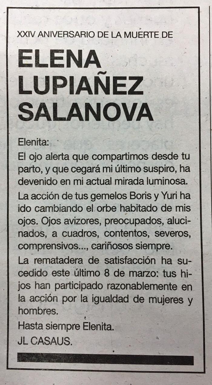 La importante recomendación que aparece en esta esquela de aniversario: hay que hacerle caso