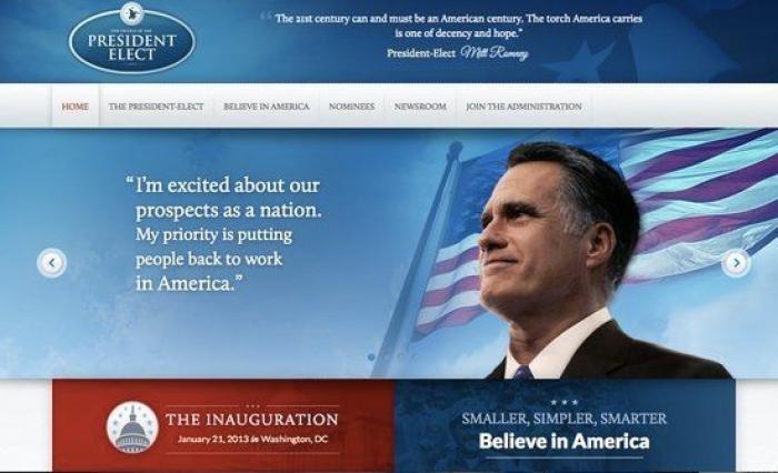 El equipo de Romney publica por error la página web que tenía preparada para ser presidente (FOTOS)