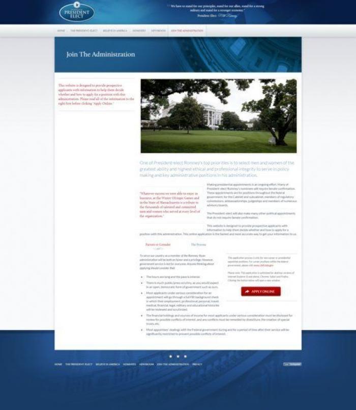 El equipo de Romney publica por error la página web que tenía preparada para ser presidente (FOTOS)